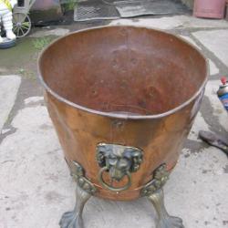 RECLAIMED / ANTIQUE COPPER BIN / LOG BIN .