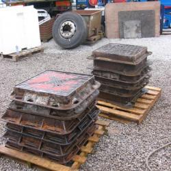 1 USED CAST IRON MANHOLE COVER AND FRAME