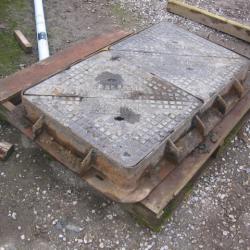 1 USED CAST IRON MANHOLE COVER AND FRAME