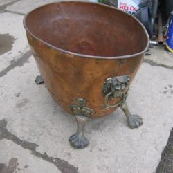 RECLAIMED / ANTIQUE COPPER BIN / LOG BIN .