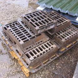 VARIOUS CAST IRON MANHOLES & GRIDS .