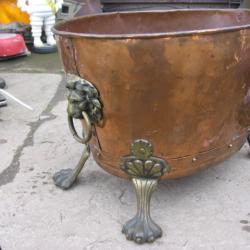 RECLAIMED / ANTIQUE COPPER BIN / LOG BIN .