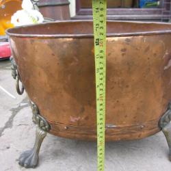 RECLAIMED / ANTIQUE COPPER BIN / LOG BIN .